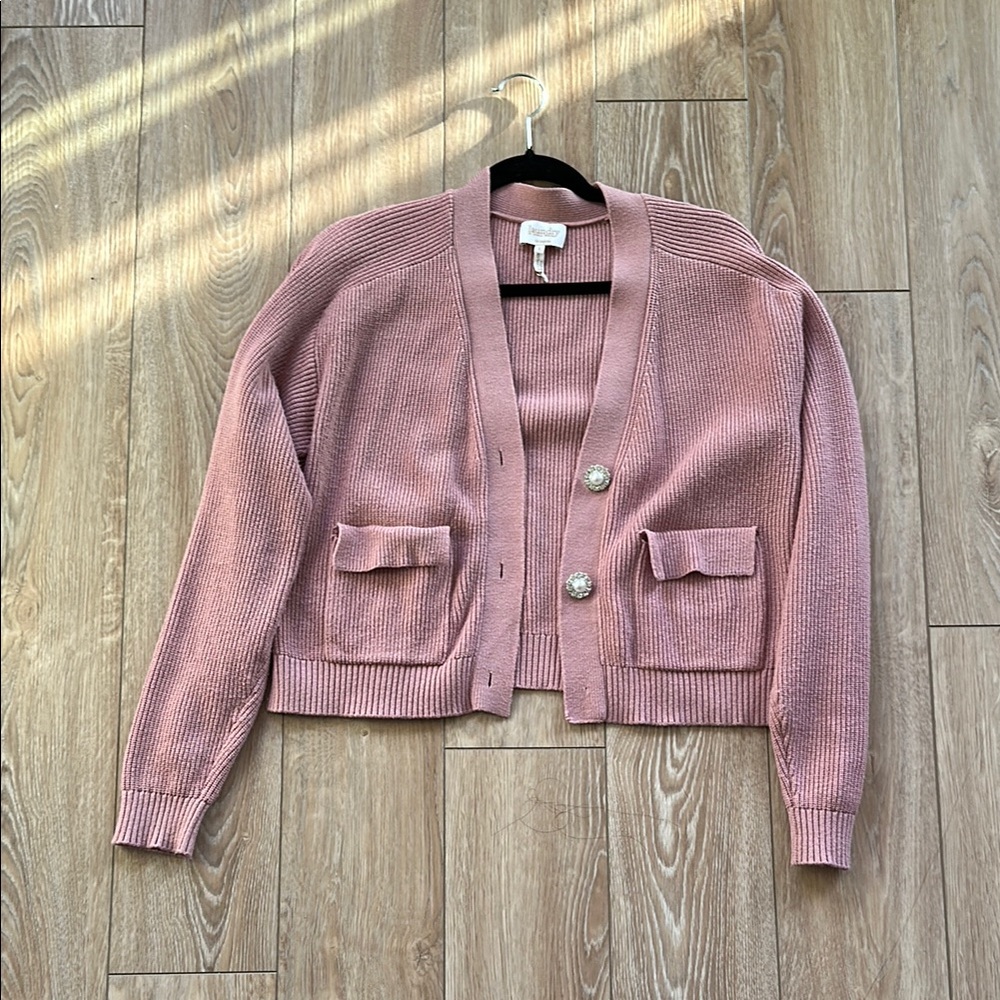 Laundry By Shelli Segal Pink Cardigan with Button Accents